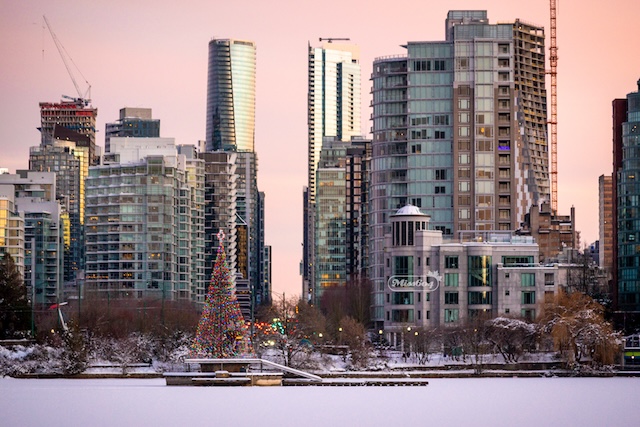Downtown Vancouver Lost Lagoon Fountain Snow Miss604 Photo