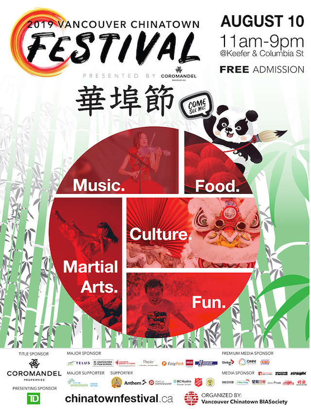 Post for the 19th annual Vancouver Chinatown Festival on August 10, 2019