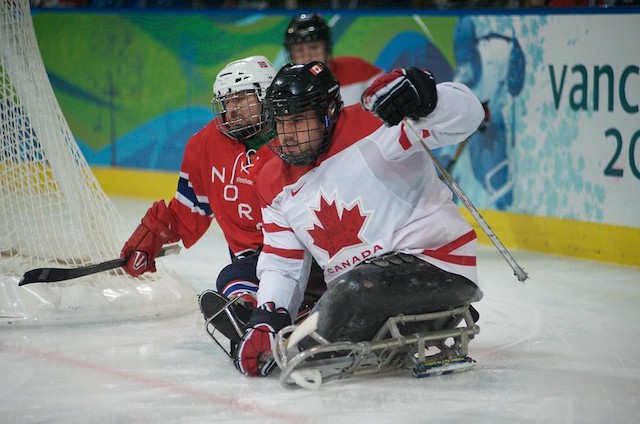 Sledge Hockey at the Vancouver 2010 Paralympics. Photo by John Biehler