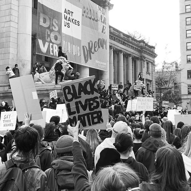 Image from a protest by Black Vancouver