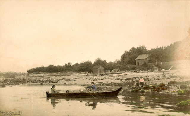 Kits Indian Reserve. August Khahtsalano with wife and child. Photo by W Chapman. City archives #CVA1376-203