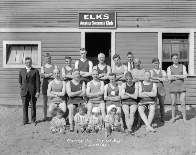Opening Day at English Bay. June 1922 with the Elks Amateur Swim Club. Vancouver Archives # CVA 99-3731