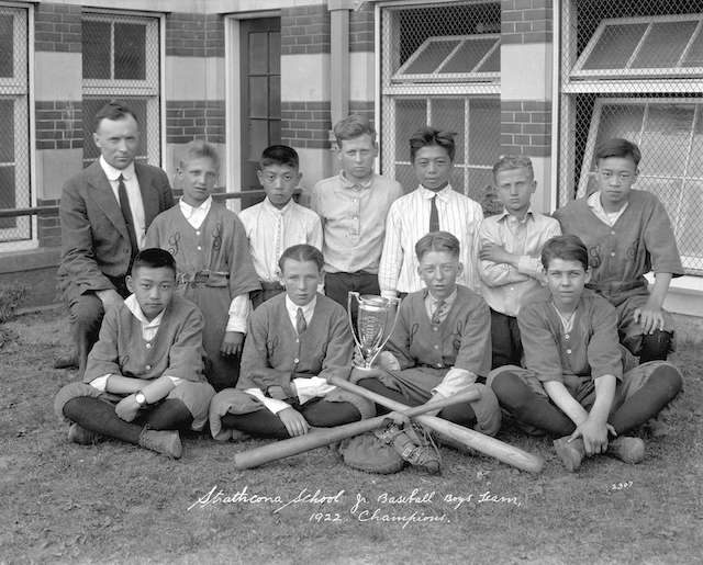 Strathcona School Jr. Baseball Boys' Team, 1922 Champions. Vancouver Archives # Sp N13.1. WJ Moore Photo.