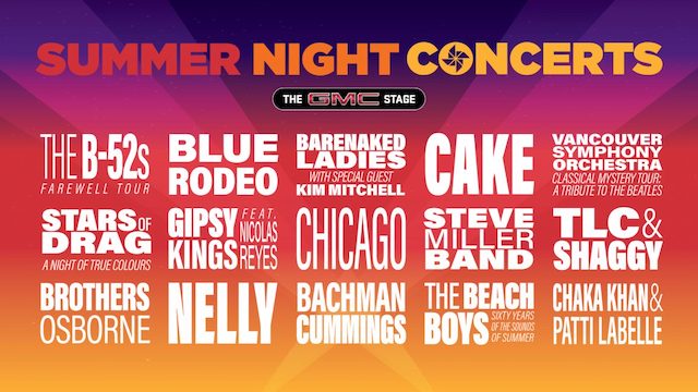 PNE Summer Night Concerts Text Lineup 2022