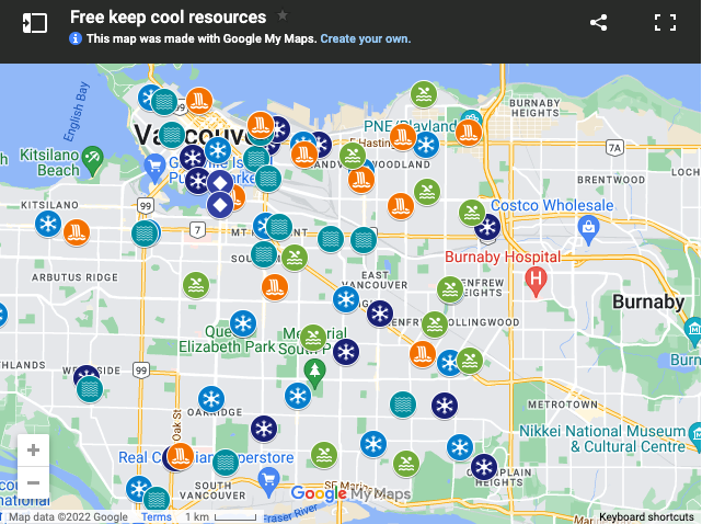 Vancouver Cooling Centres Map