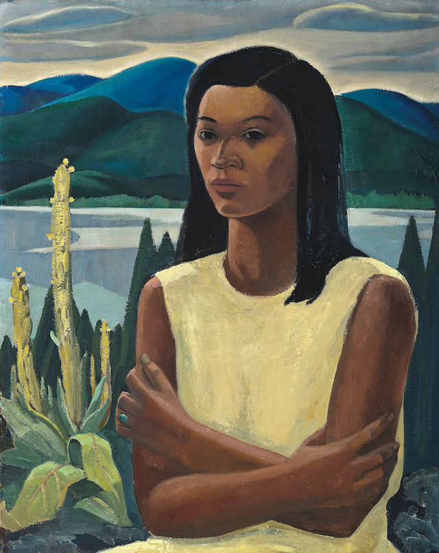 Yvonne McKague Housser, Marguerite Pilot of Deep River (Girl with Mulleins), c. 1936–40, oil on canvas, McMichael Canadian Art Collection, Gift of the Founders, Robert and Signe McMichael, © Estate of Yvonne McKague Housser