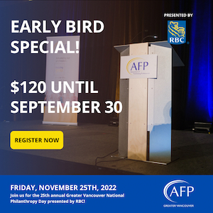 Super early bird tickets for the National Philanthropy Day luncheon