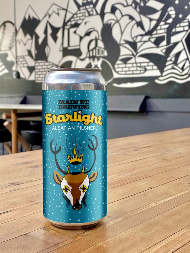 A can of Main St. Brewing's Starlight Pilsner