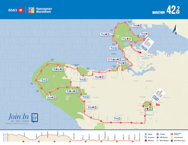 BMO Vancouver Marathon Route Map 2023