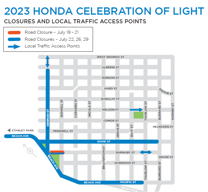 Celebration of Light Fireworks Road Closures