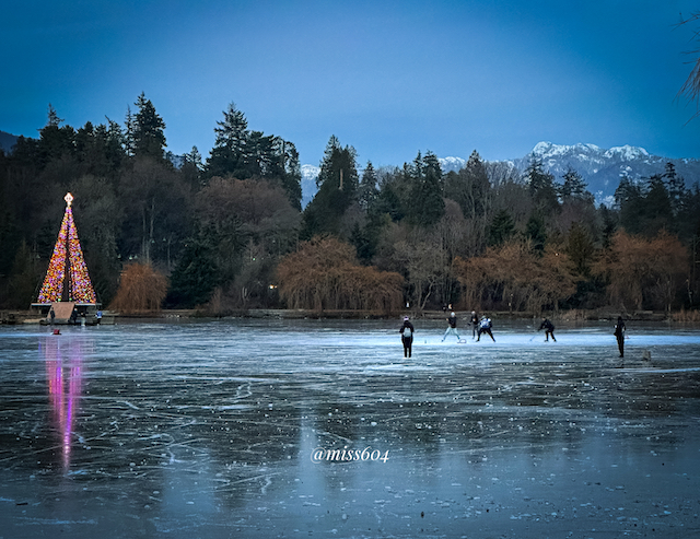 pond hockey at lost lagoon vancouver miss604