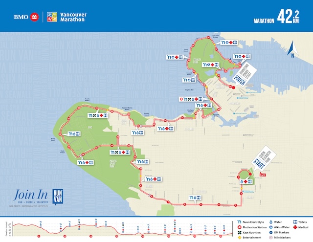 BMO Vancouver Marathon Route Map 2024