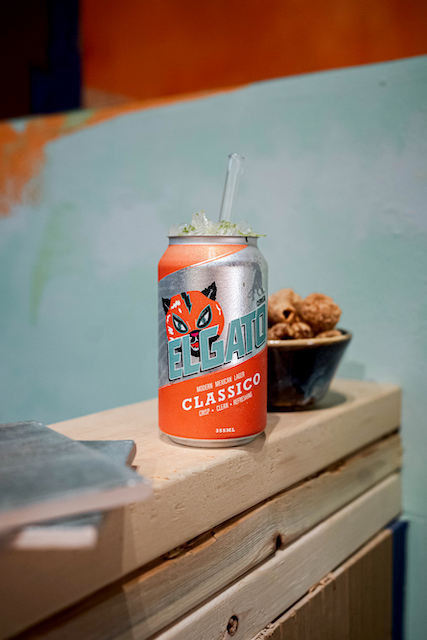 El Gato custom Mexican lager beer can created by the Gab Gab restaurant team