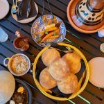 Moroccan month display at Skye Avenue Kitchen patio with four different dishes