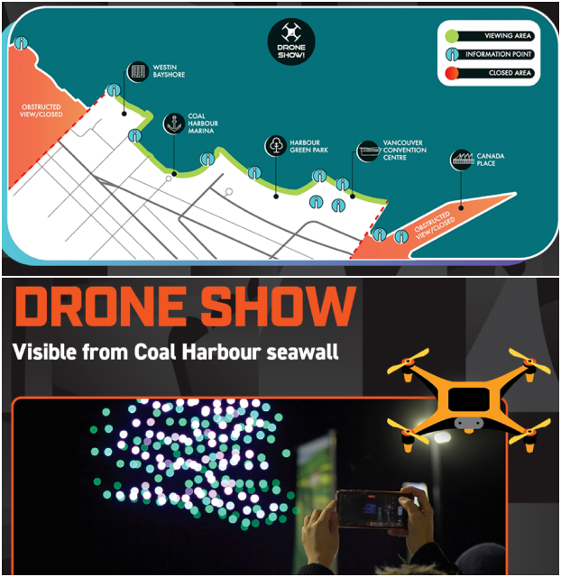 Grey Cup Festival Drone Show Vancouver Coal Harbour