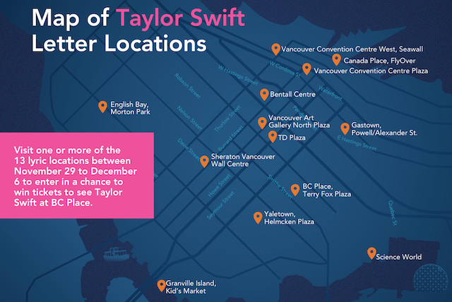 Taylor Swift Letter Light Locations Vancouver