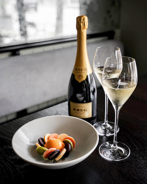 Krug Carrots dish and Krug Champagne