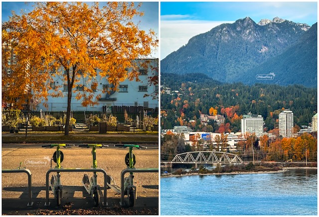 autumn downtown vancouver scooters mountains miss604