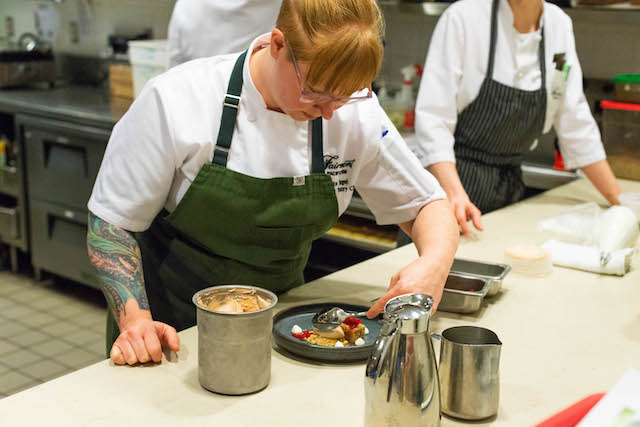 Kate Siegel creating pastries at Botanist Restaurant