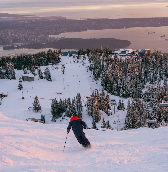 Grouse Mountain Sunset Skiing Photo Submitted