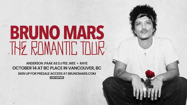 Bruno Mars Vancouver BC Place Tour