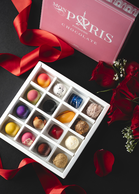 Mon Paris Patisserie Valentine's chocolates and rose