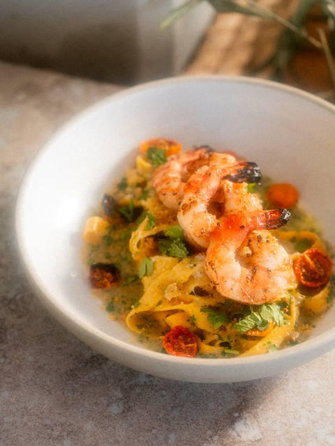 Prawn Hilopites dish at Selene Vancouver