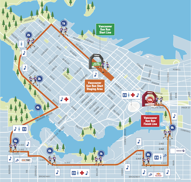 Vancouver Sun Run Course Map